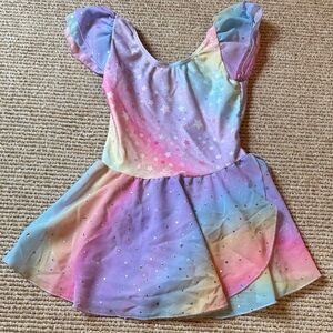 Rainbow Starry Dance Dress with Puff Sleeves size 5
